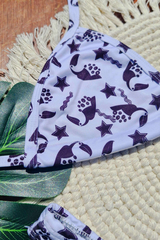 Biquíni Cortininha Estampado em branco/preto – Doce Malícia