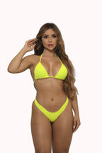 Biquíni Amarelo Neon Cortininha Canelado – Doce Malícia