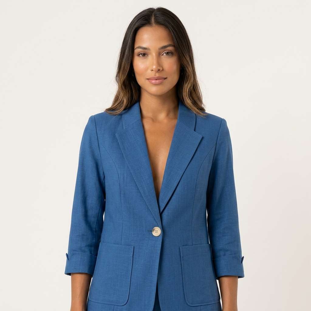 Blazer Feminino Linho Preto – Doce Malícia - Azul