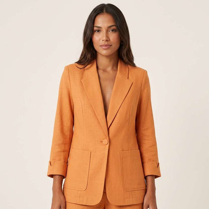 Blazer Feminino Linho Preto – Doce Malícia - Damasco
