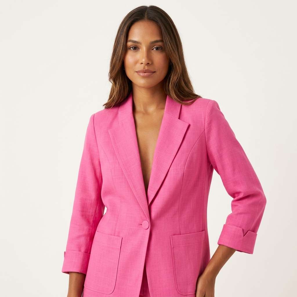 Blazer Feminino Linho Preto – Doce Malícia - Rosa Chiclete