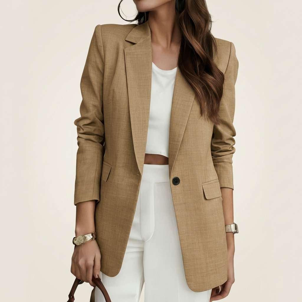 Blazer Feminino Manga Longa Longo – Doce Malícia - Caqui