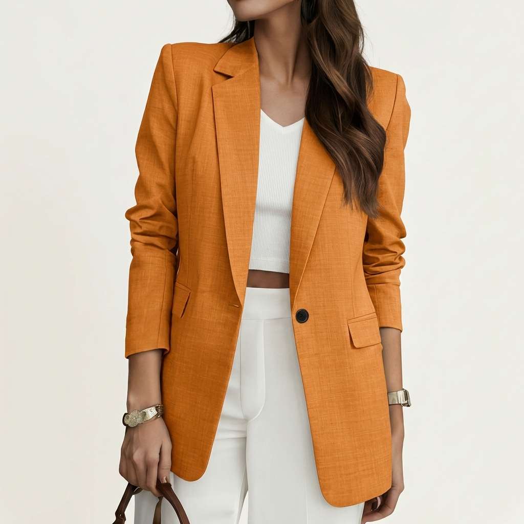 Blazer Feminino Manga Longa Longo – Doce Malícia - Damasco