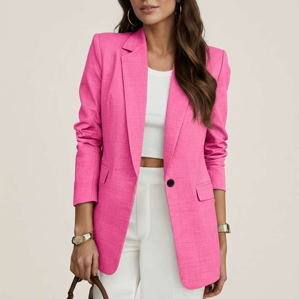 Blazer Feminino Manga Longa Longo – Doce Malícia - Rosa chiclete