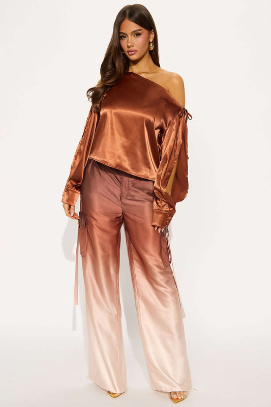Blusa Feminina Cetim Marrom – Doce Malícia