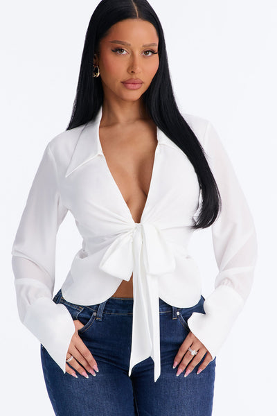 Blusa Feminina Decote V Branco – Doce Malícia