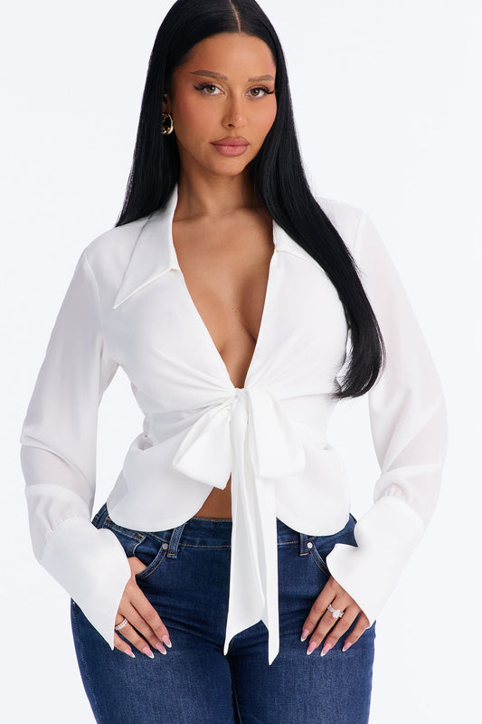 Blusa Feminina Decote V Branco – Doce Malícia