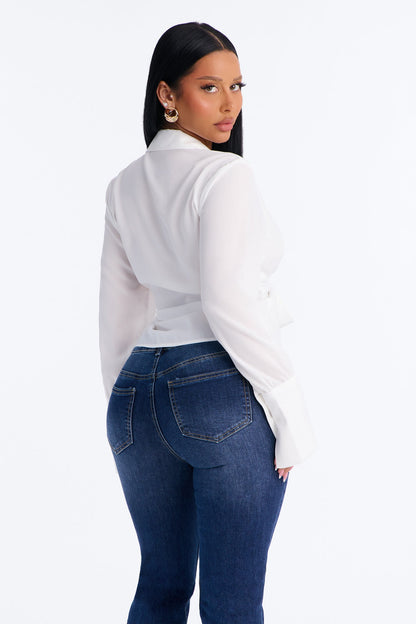 Blusa Feminina Decote V Branco – Doce Malícia
