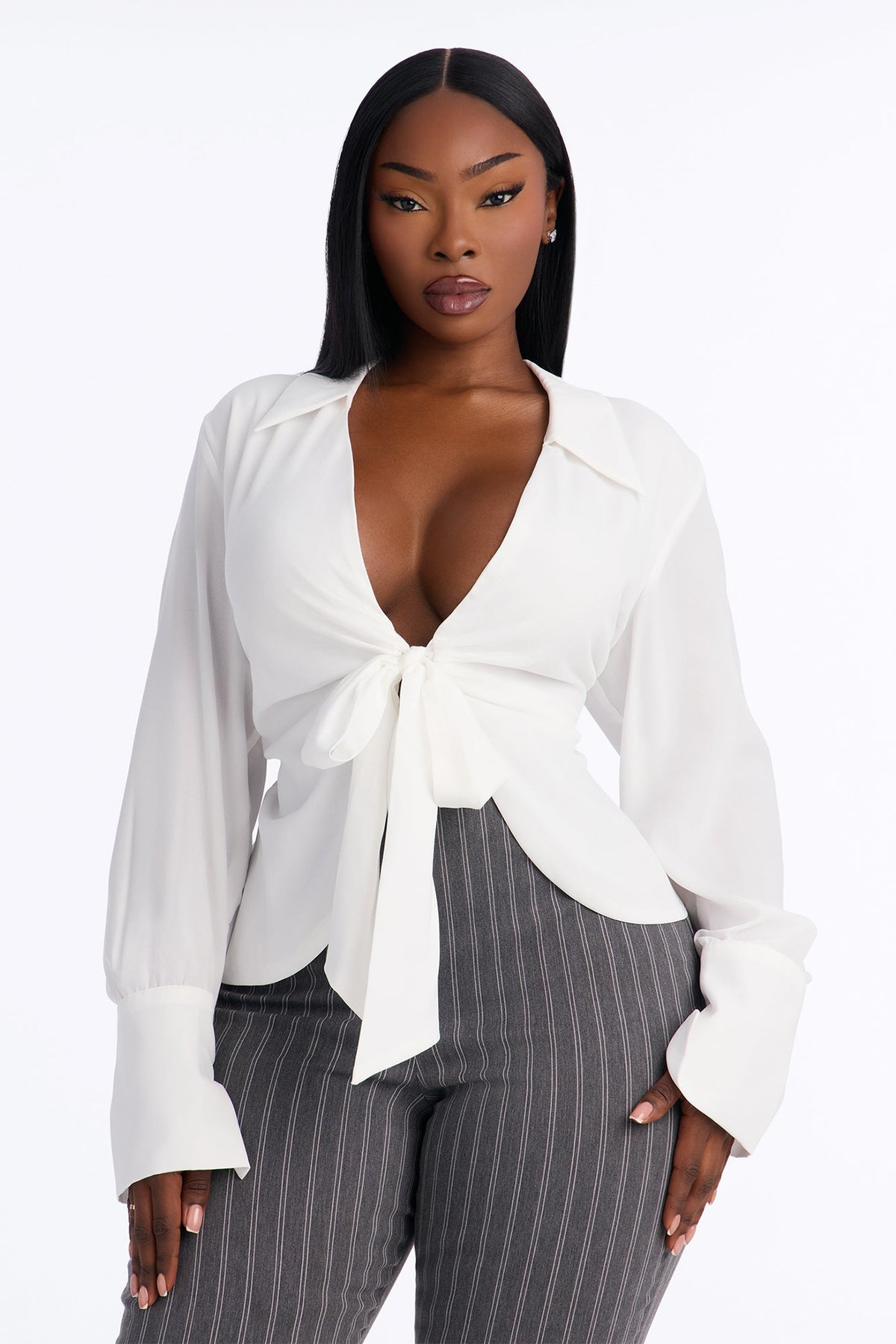 Blusa Feminina Decote V Branco – Doce Malícia