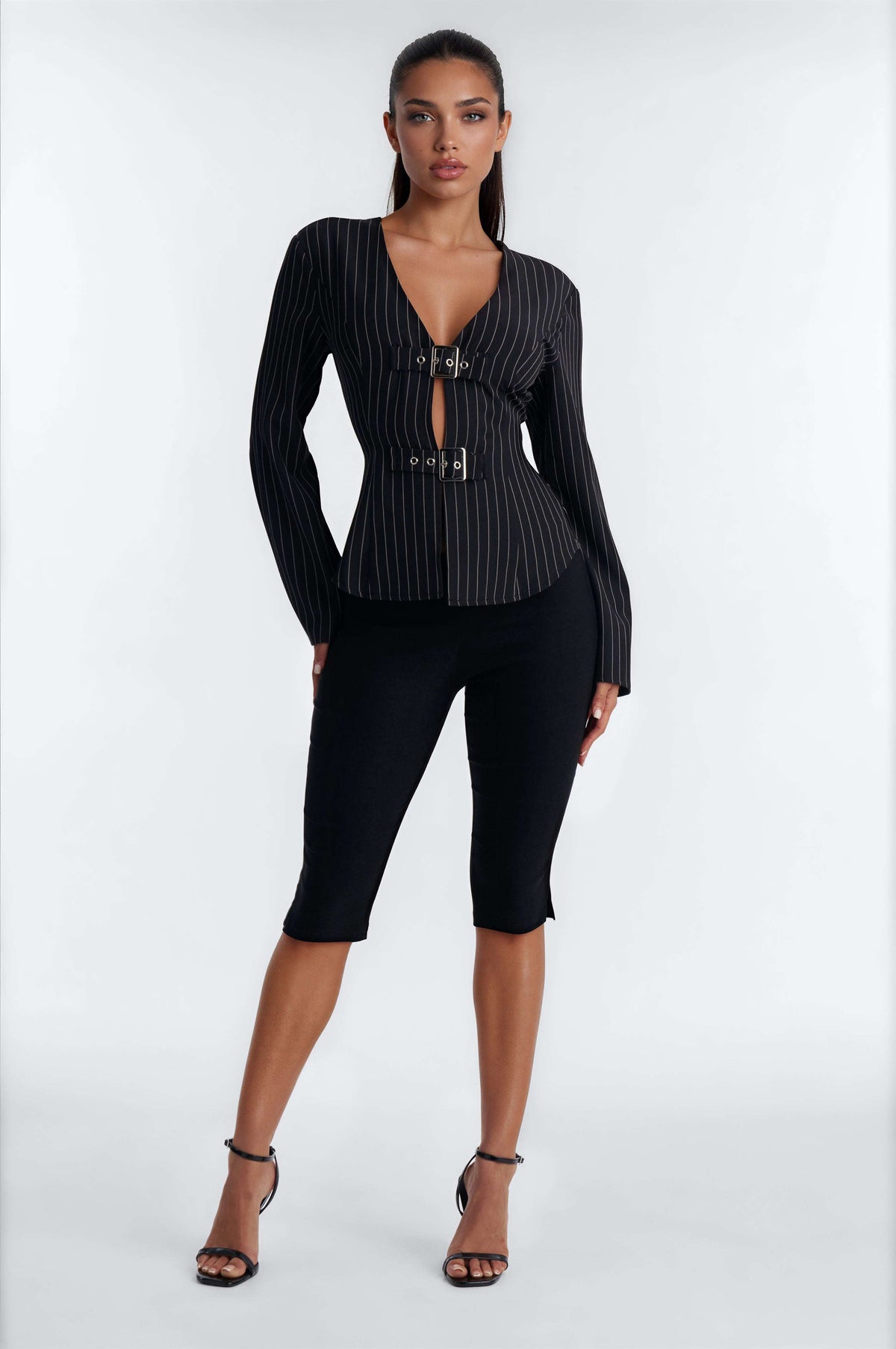 Blusa Feminina Decote V Listrado Preto – Doce Malícia