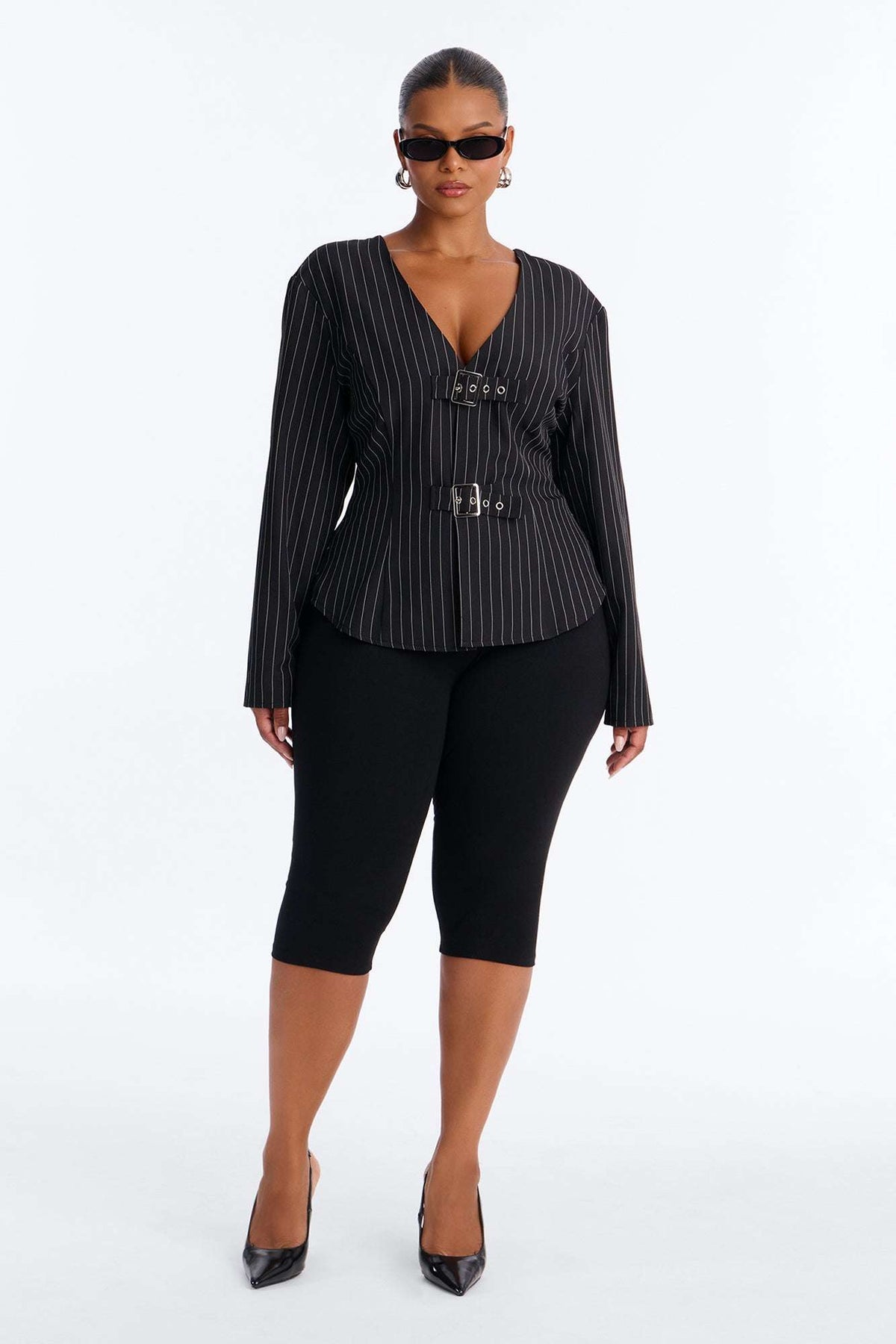 Blusa Feminina Decote V Listrado Preto – Doce Malícia