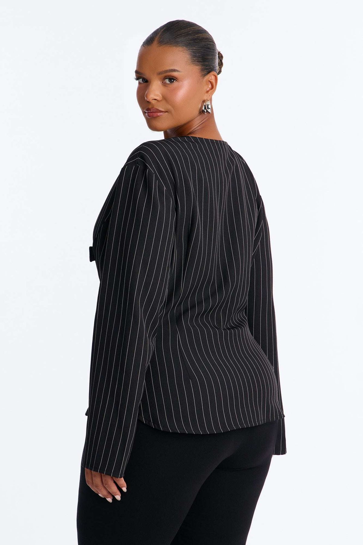 Blusa Feminina Decote V Listrado Preto – Doce Malícia