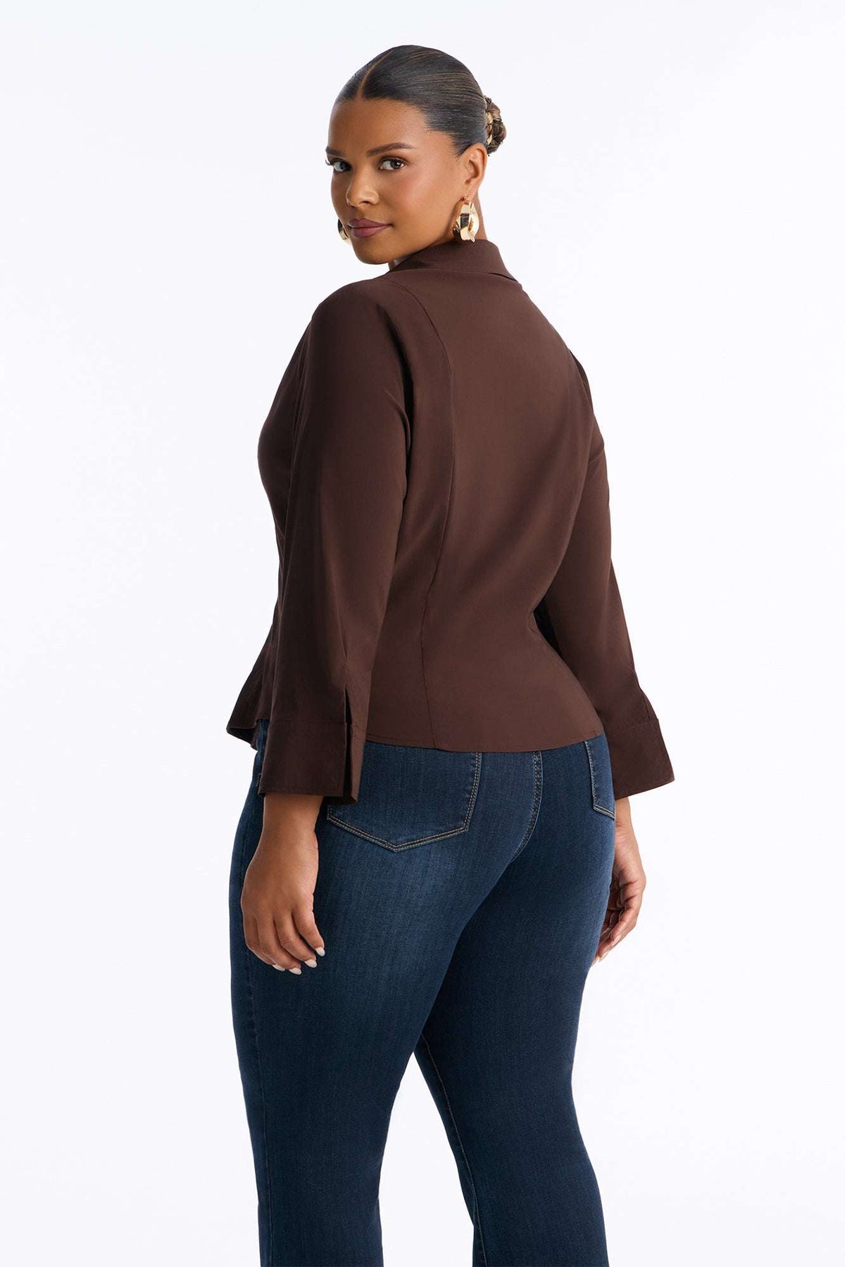 Blusa Feminina Decote V Marrom – Doce Malícia