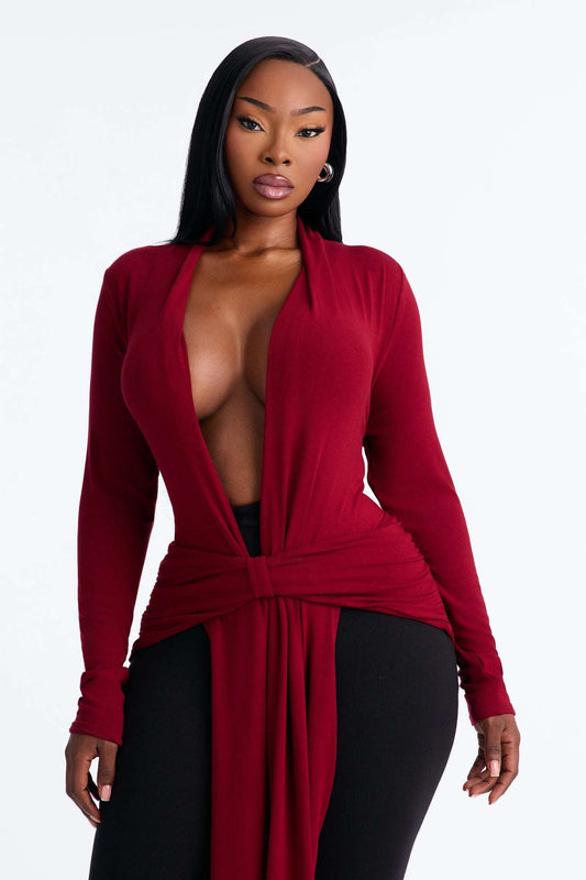 Blusa Feminina Decote V Vinho – Doce Malícia