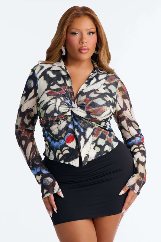 Blusa Feminina Estampado Tule Preto – Doce Malícia