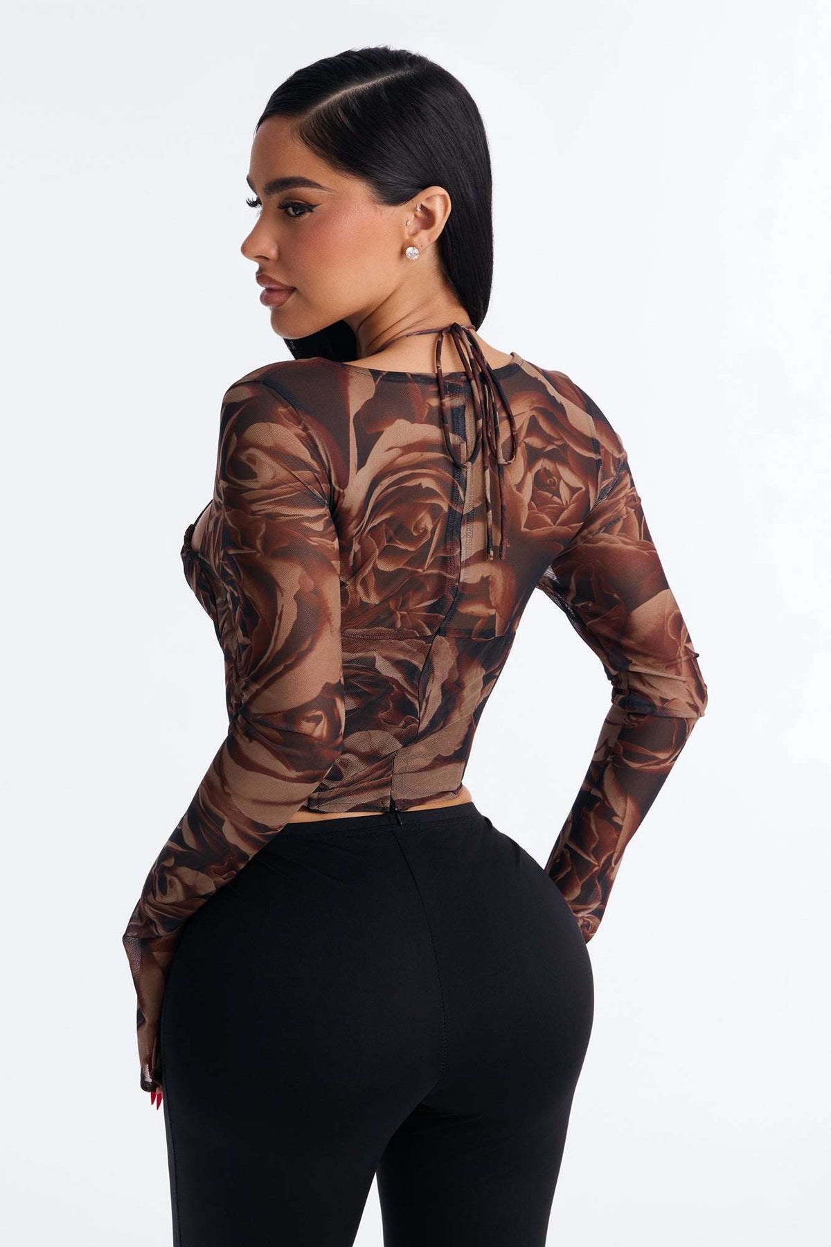 Blusa Feminina Floral Estampado Alcinha Marrom – Doce Malícia