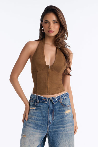 Blusa Feminina Frente Única Marrom – Doce Malícia