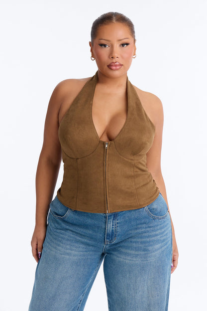 Blusa Feminina Frente Única Marrom – Doce Malícia