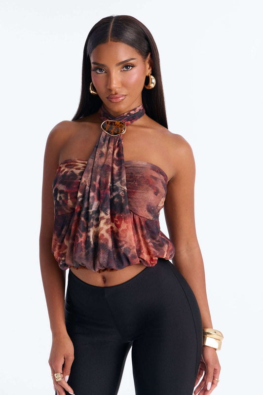 Blusa Feminina Frente Única Tule Marrom – Doce Malícia