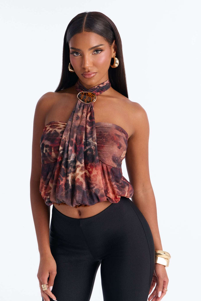 Blusa Feminina Frente Única Tule Marrom – Doce Malícia — Doce Malícia