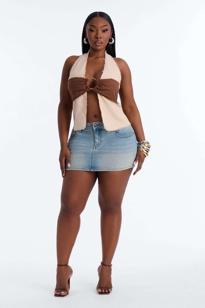 Blusa Feminina Linho Frente Única Bege – Doce Malícia