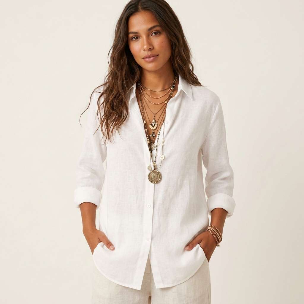 Blusa Feminina Linho Manga Longa Branco – Doce Malícia - Branco