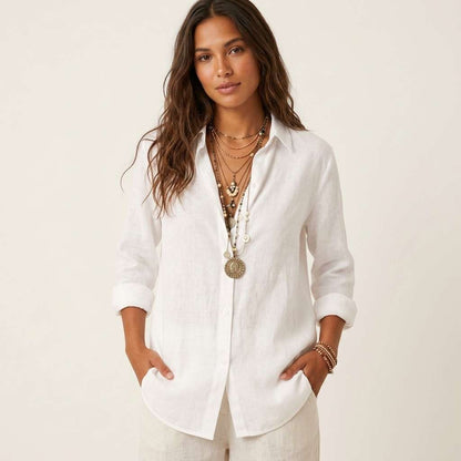 Blusa Feminina Linho Manga Longa Branco – Doce Malícia - Branco