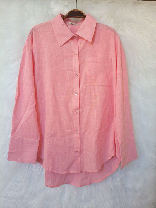 Blusa Feminina Linho Manga Longa Rosa Bebê – Doce Malícia
