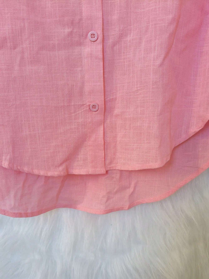 Blusa Feminina Linho Manga Longa Rosa Bebê – Doce Malícia — Doce Malícia
