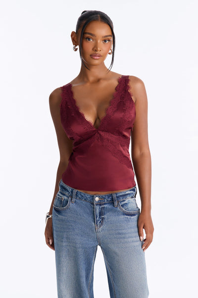 Blusa Feminina Renda Cetim Vinho – Doce Malícia