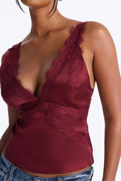 Blusa Feminina Renda Cetim Vinho – Doce Malícia