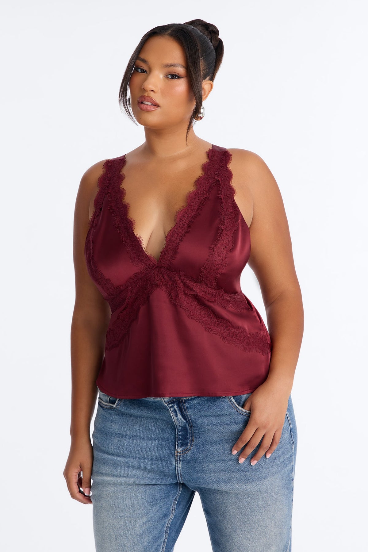 Blusa Feminina Renda Cetim Vinho – Doce Malícia