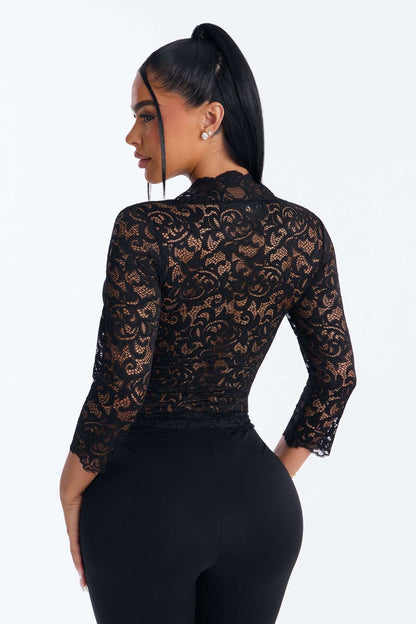 Blusa Feminina Renda Decote V Preto – Doce Malícia