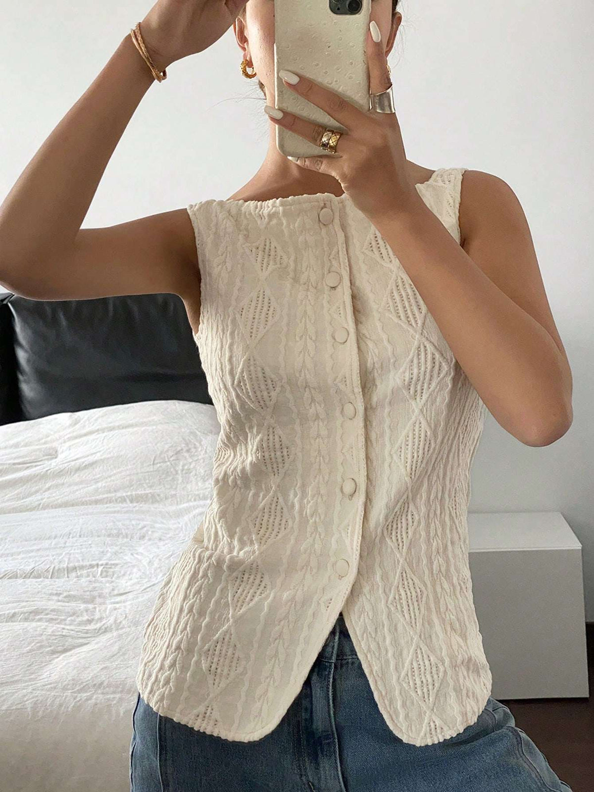 Blusa Tricô Textura Geométrica – Doce Malícia