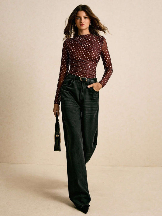 Blusa Tule Poá Bordô – Doce Malícia