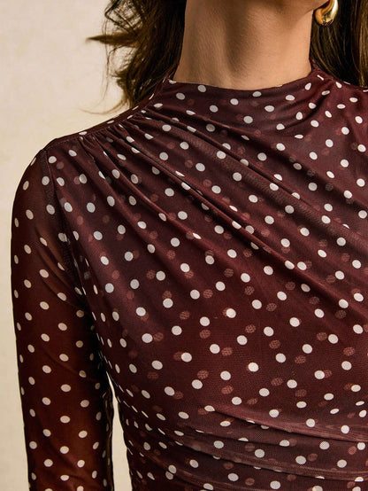 Blusa Tule Poá Bordô – Doce Malícia