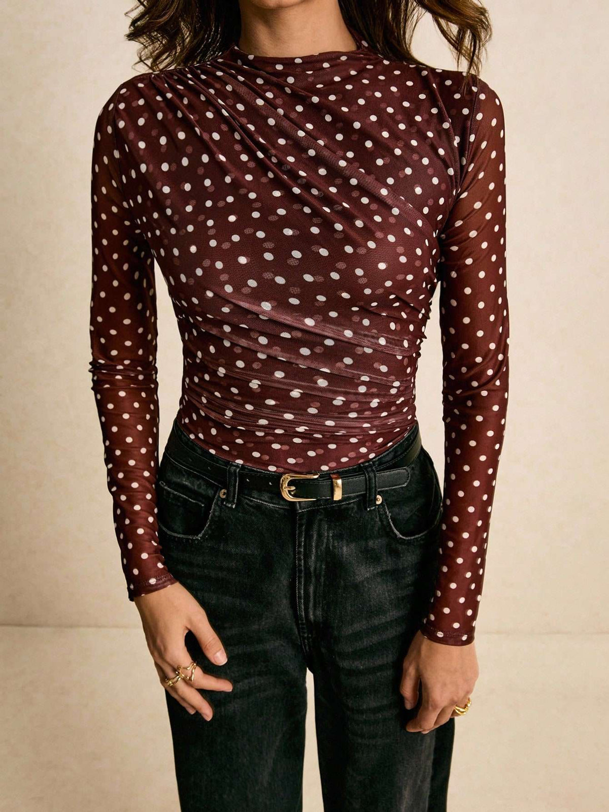 Blusa Tule Poá Bordô – Doce Malícia