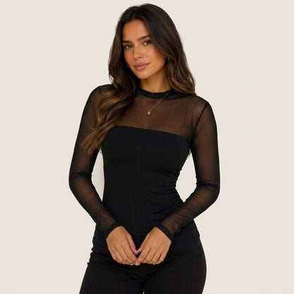 Blusa Feminina Tule Manga Longa – Doce Malícia - Preto