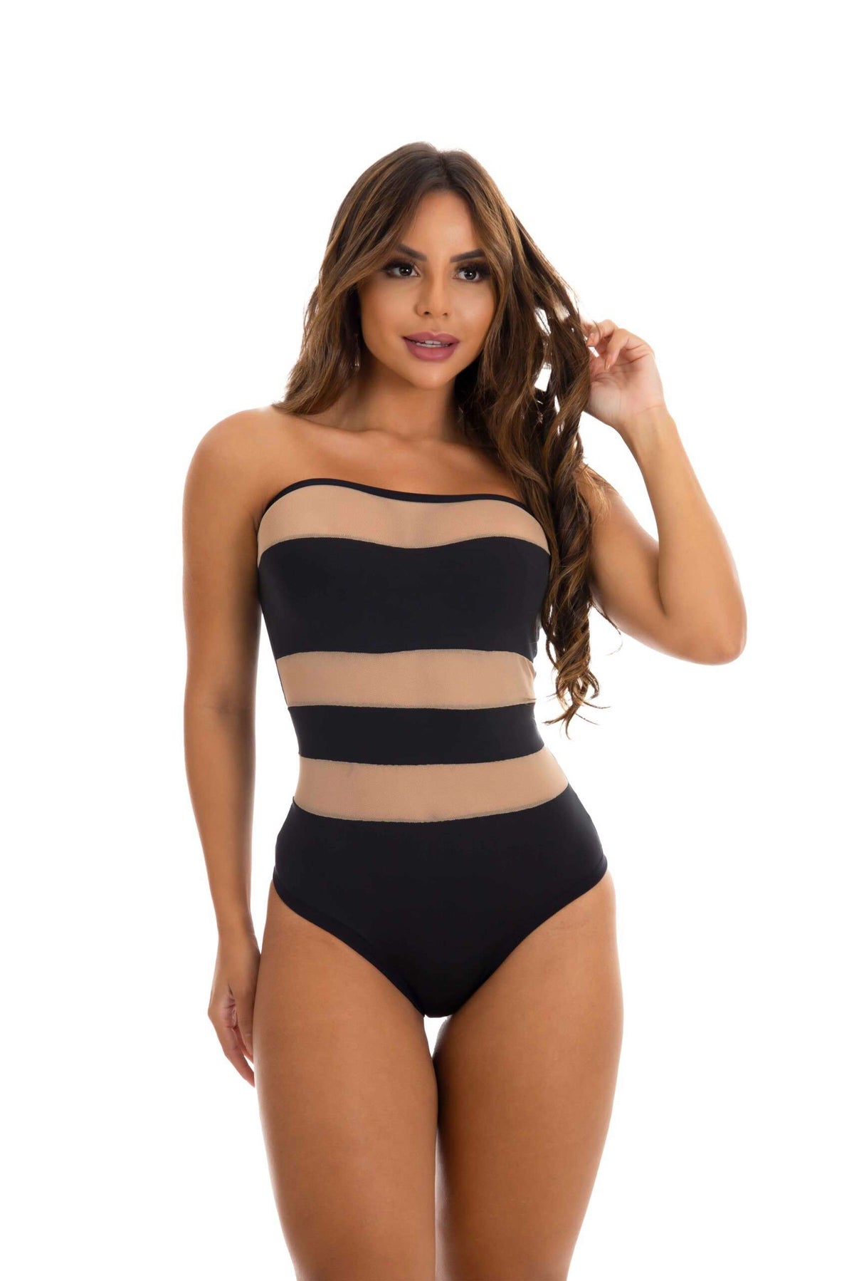 Body em microfibra e tule em azul-Marinho – Doce Malícia