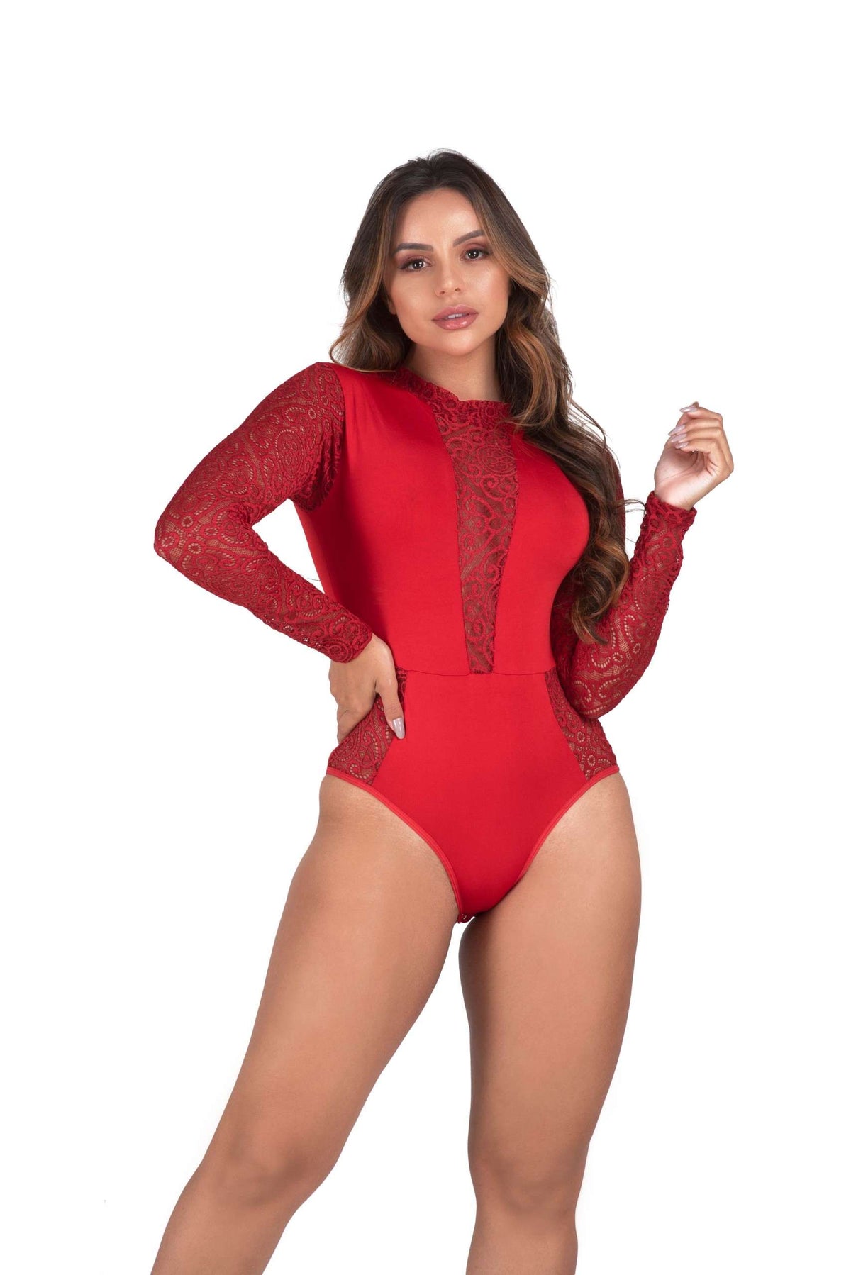 Body manga longa em azul-Marinho – Doce Malícia