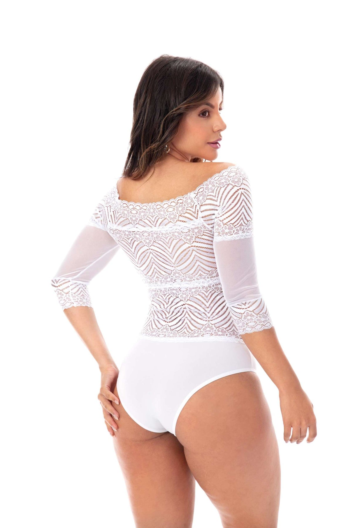Body em renda e tule em Branco – Doce Malícia