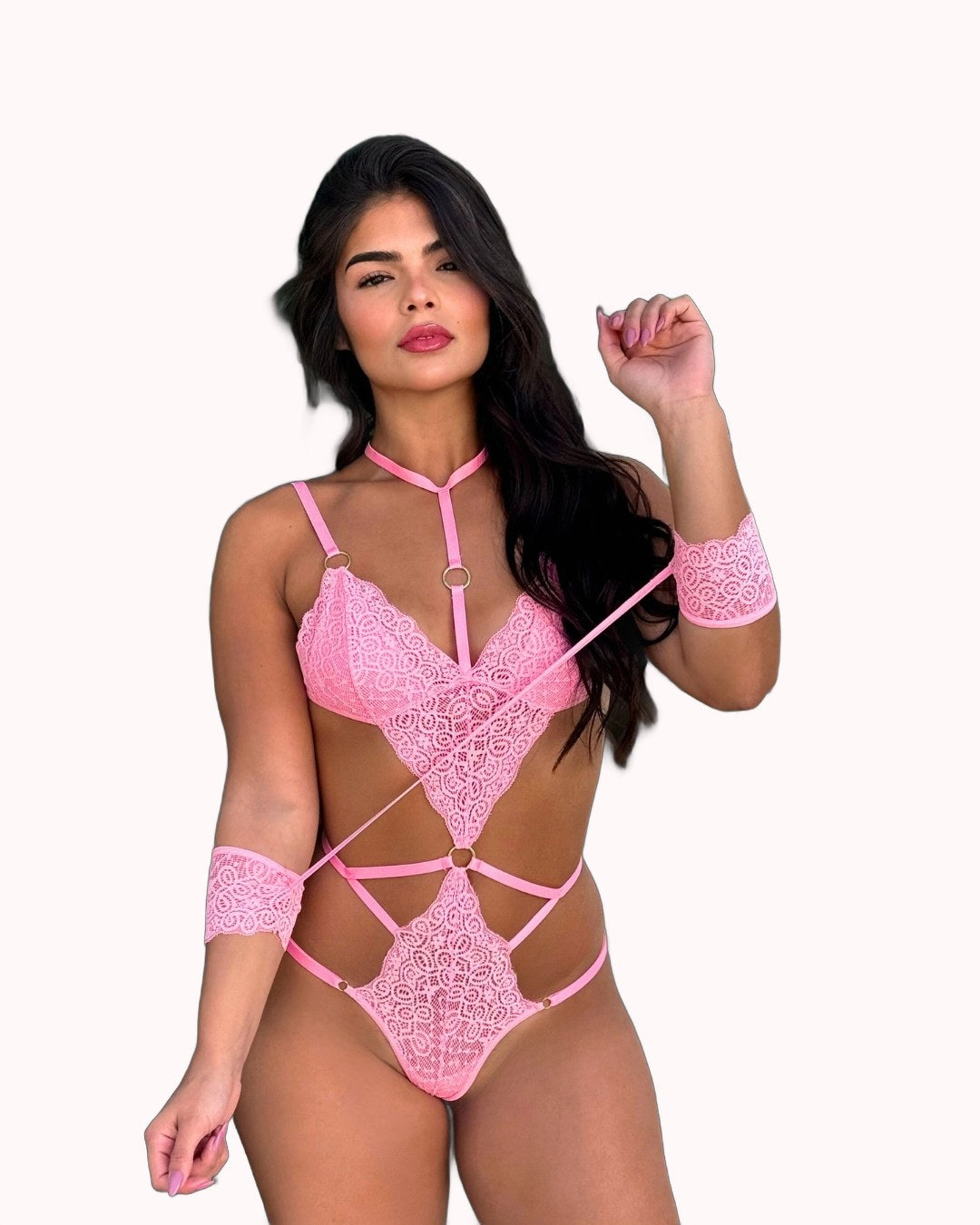 Body Sensual de Renda com Algemas Serena – Doce Malícia