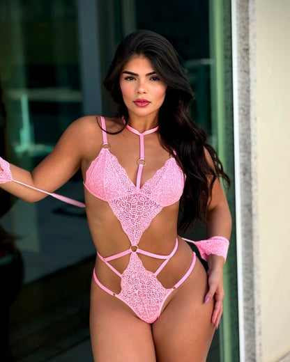 Body Sensual de Renda com em Pantera – Doce Malícia