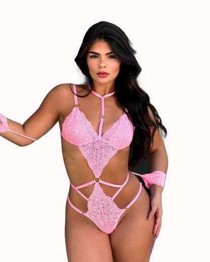 Body Sensual de Renda com Algemas Serena – Doce Malícia
