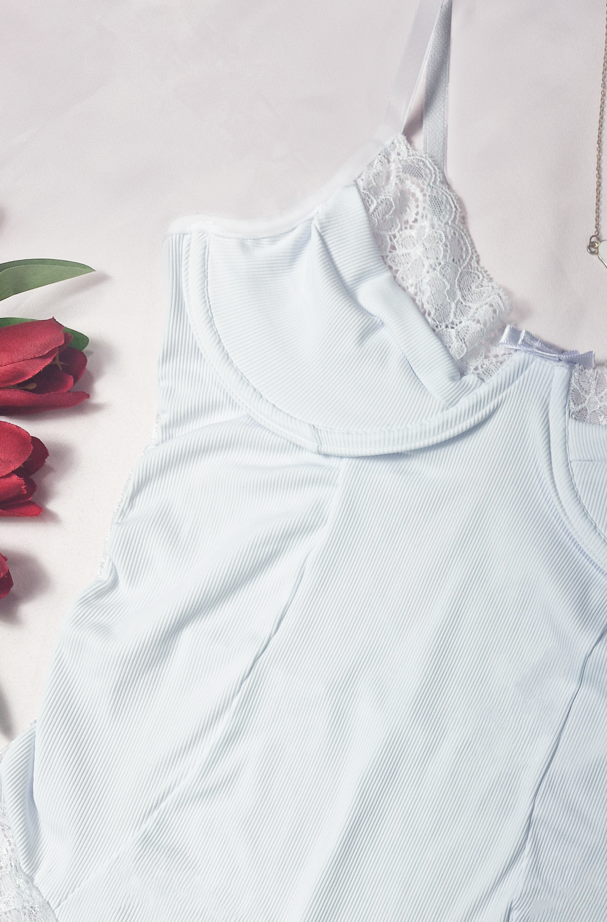 Body Canelado com Renda e Aro em Branco – Doce Malícia