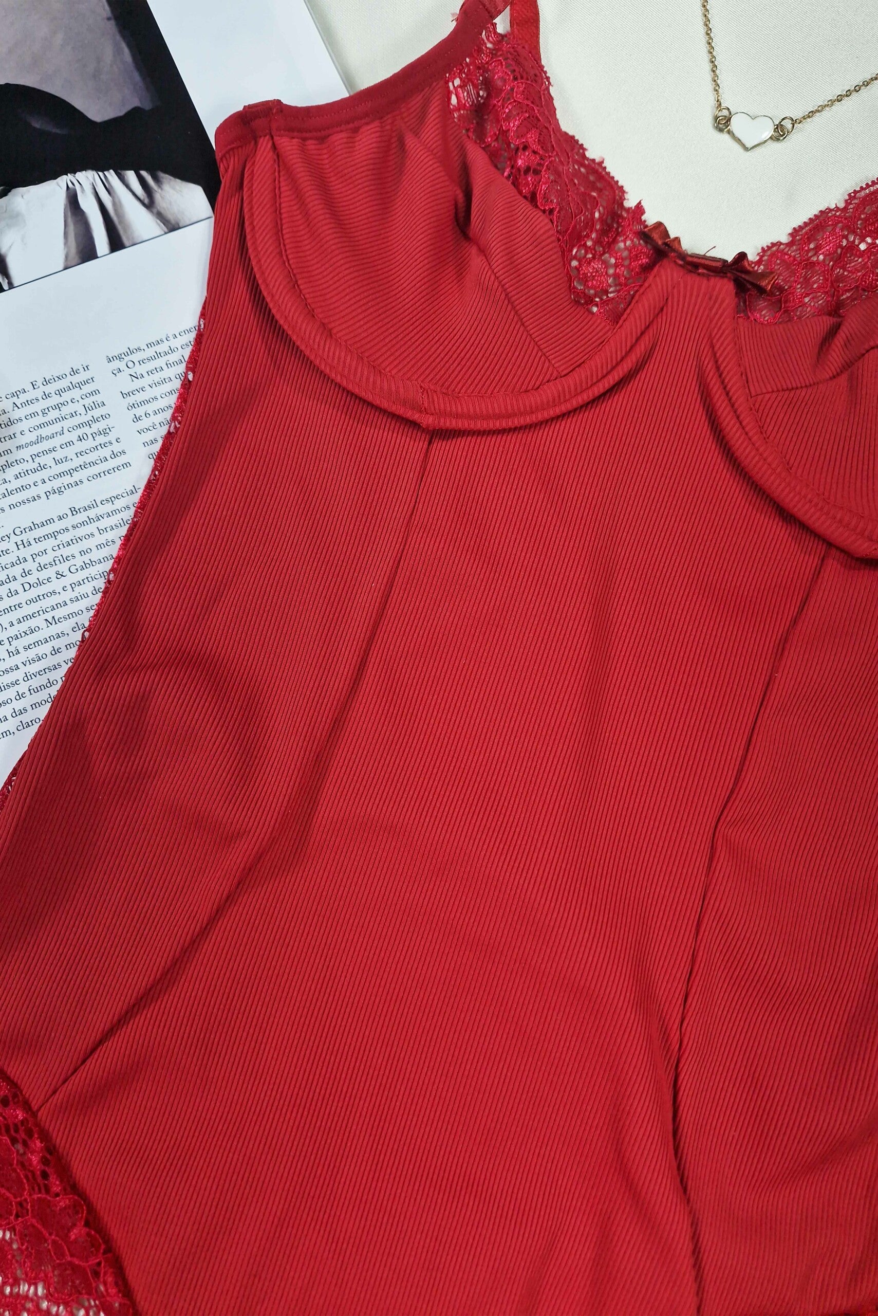 Body Canelado com Renda e Aro em Branco – Doce Malícia