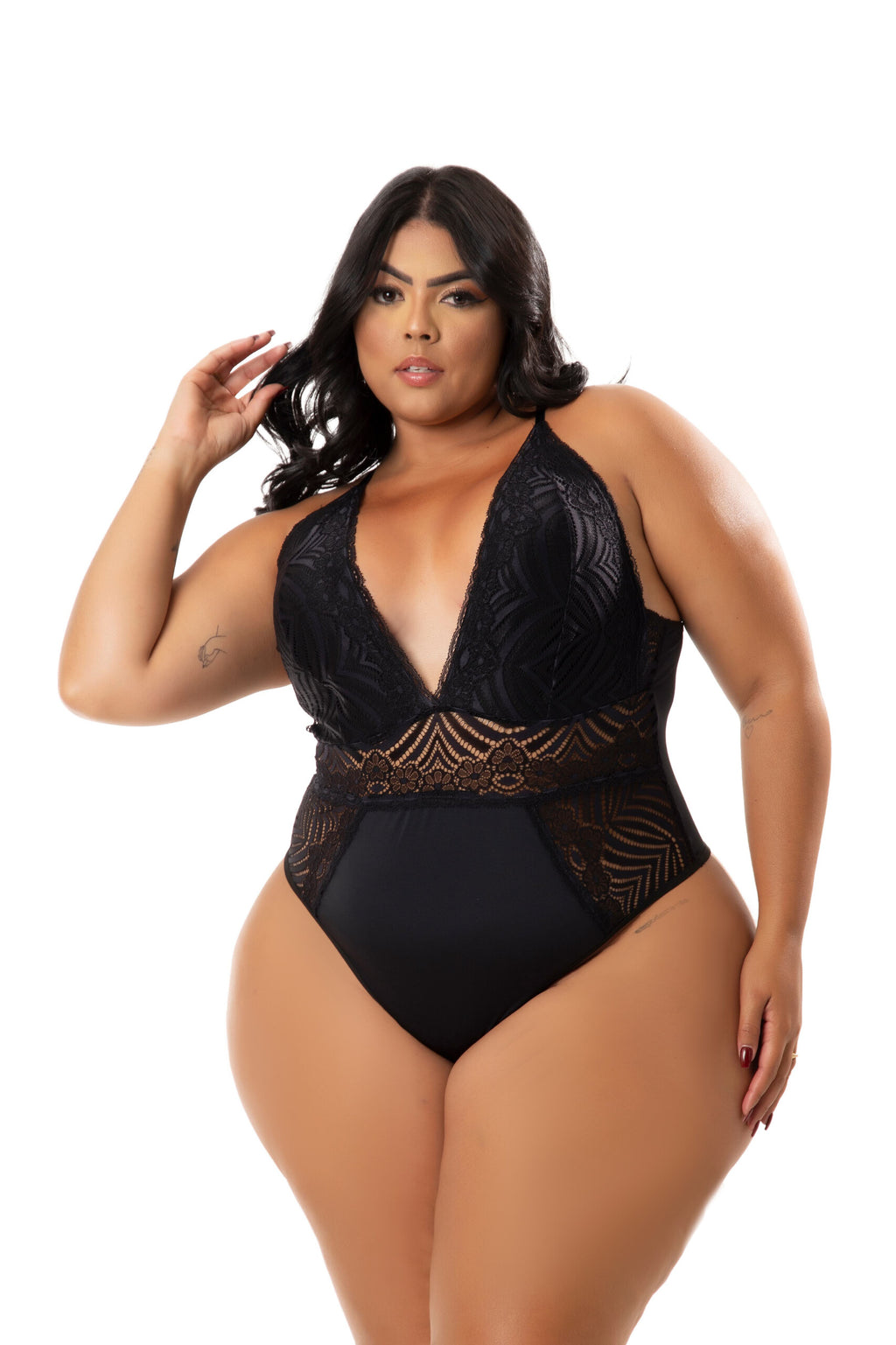 Body Feminino Plus Size Decotado em Branco – Doce Malícia
