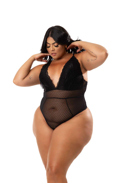 Body Plus Size Renda e Tule em Branco – Doce Malícia