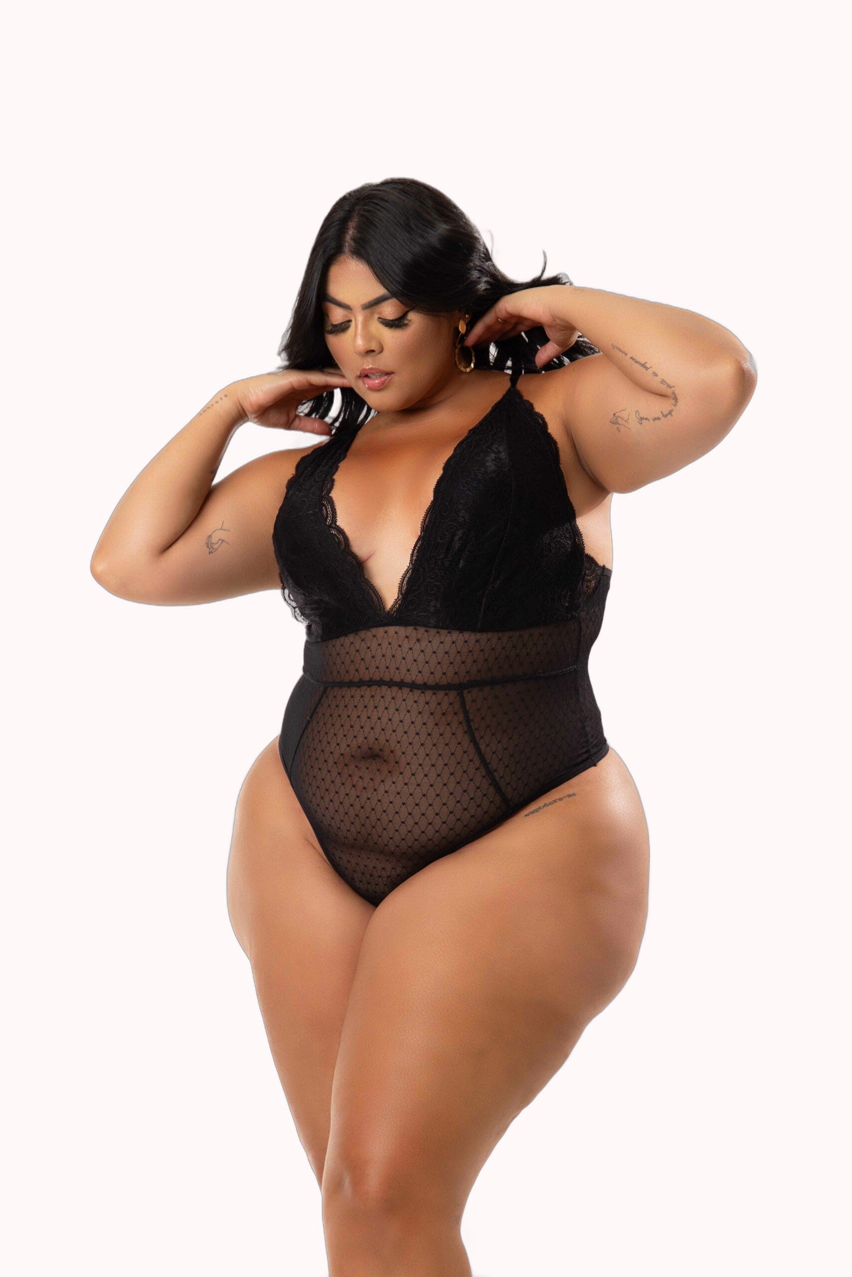 Body Plus Size Renda e Tule – Doce Malícia