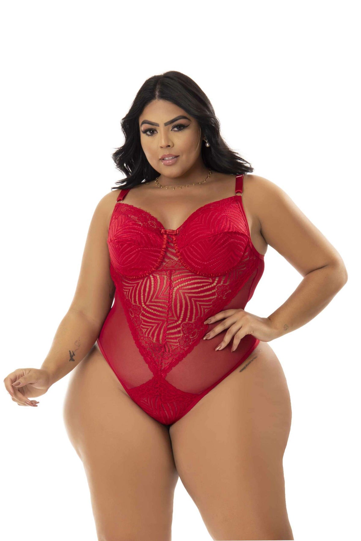 Body Sexy com Renda Plus Size em Branco – Doce Malícia